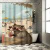 Cool Raccoon at the Beach Waterproof Shower Curtain Heat Resistant Machine Washable Non-Transparent 180x180cm