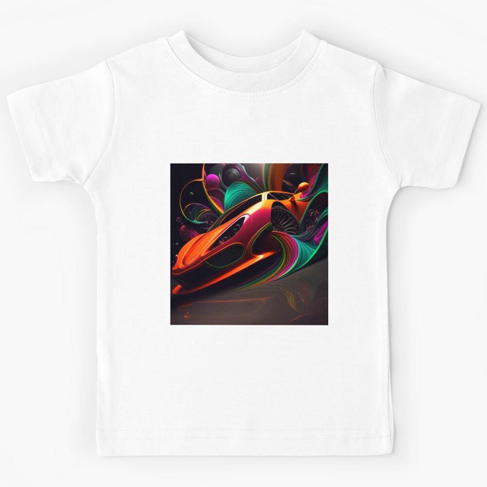 Surreal - Abstract - Neon - Supercar - Custom Digital Art Design Kids T-Shirt 120