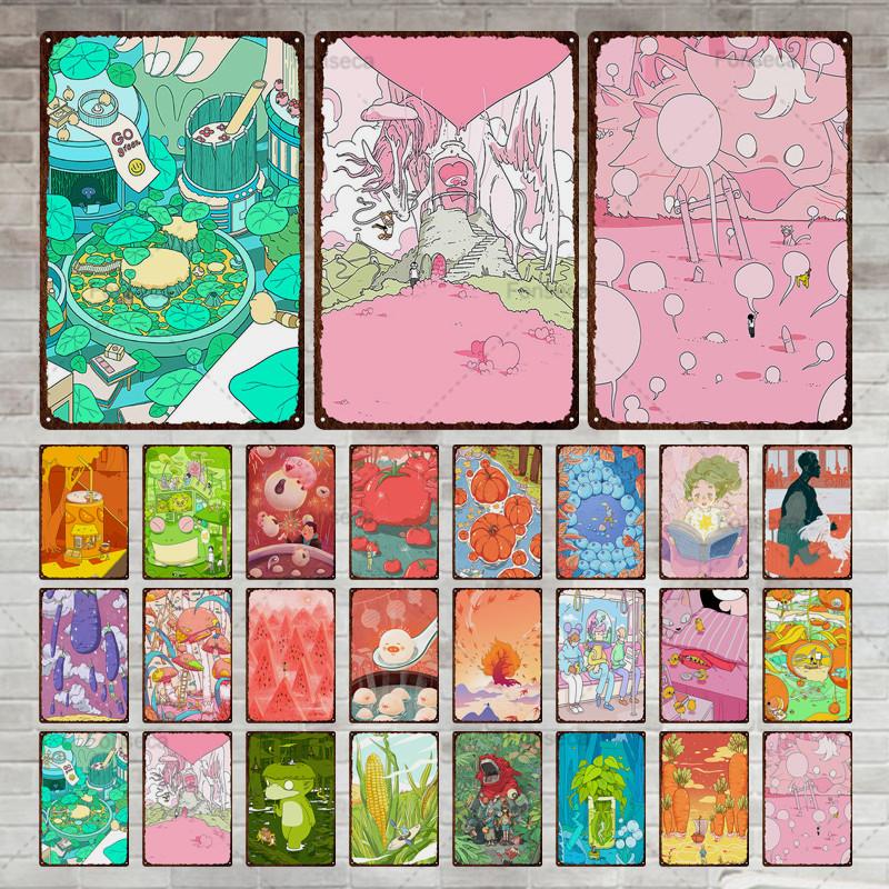 

Мультяшный рисованный мультяшный стиль металлический знак Винтажный жестяной знак Металлический винтажный бар Украшение стены Бар Клубное отверстие Металлический плакат