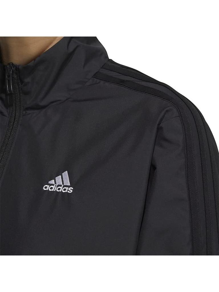 Adidas WI008 Jersey Regular Fit Windbreaker Size M Women's Top, 3-Stripes, Jacket, Black/Black (HM2802),