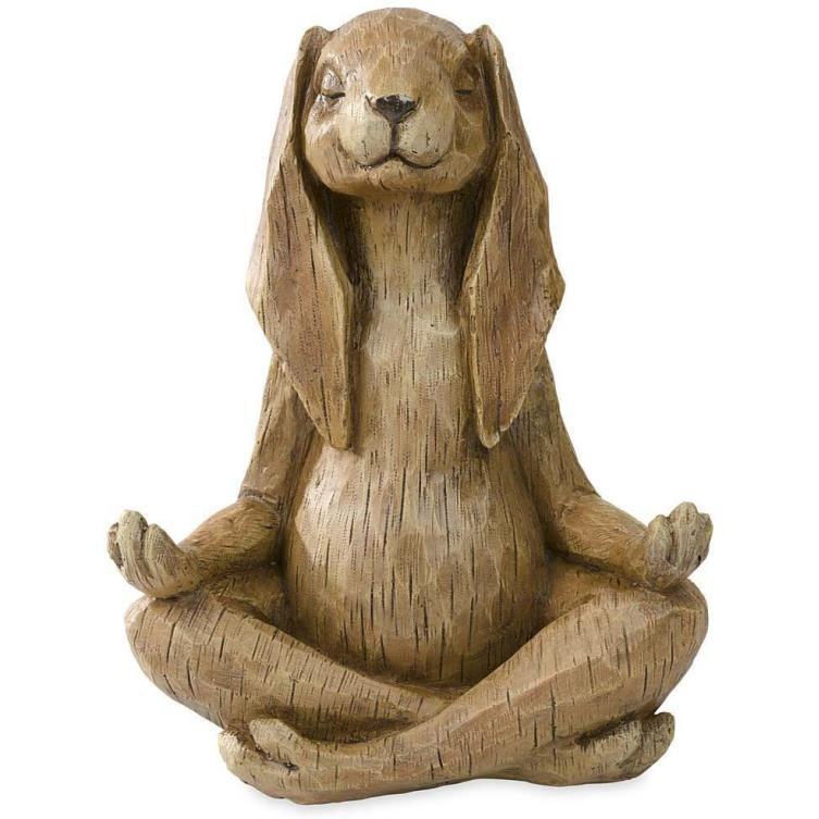 Resin Cross-Legged Long-Eared Rabbit Garden Sculpture