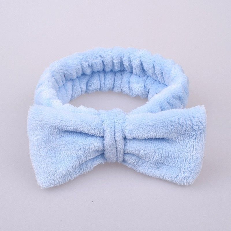 Coral Fleece Bow Headband, Women'S Wide-Edge Face Wash Headband, Solid Color Plush Hair Band, Simple Hair Accessories.