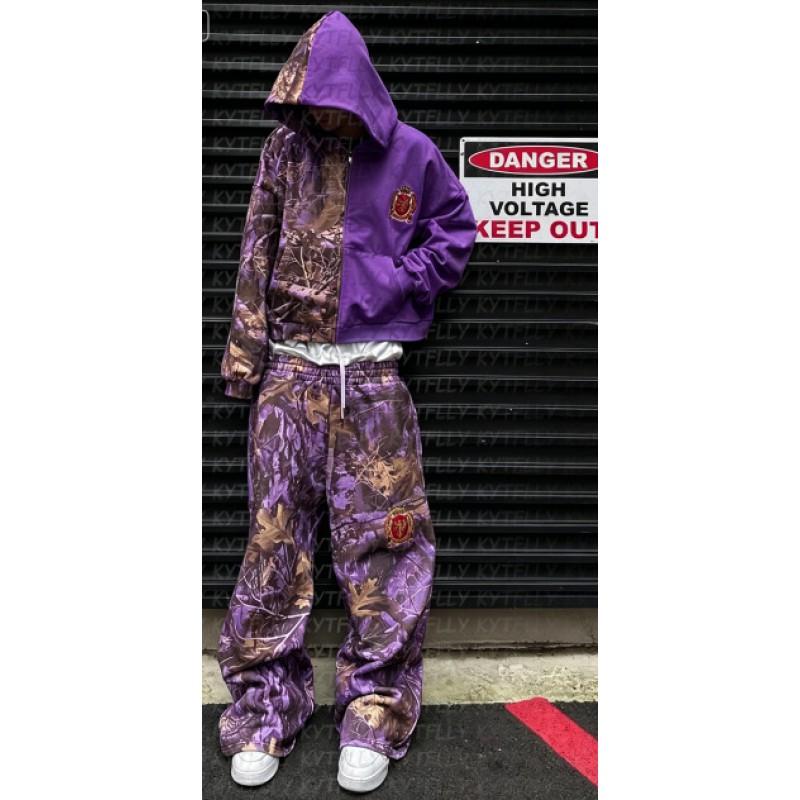 Oversized Y2K Streetwear Hoodie Set With Contrast Camo Print Loose Fit Sweatshirt Straight Leg Pants Teens