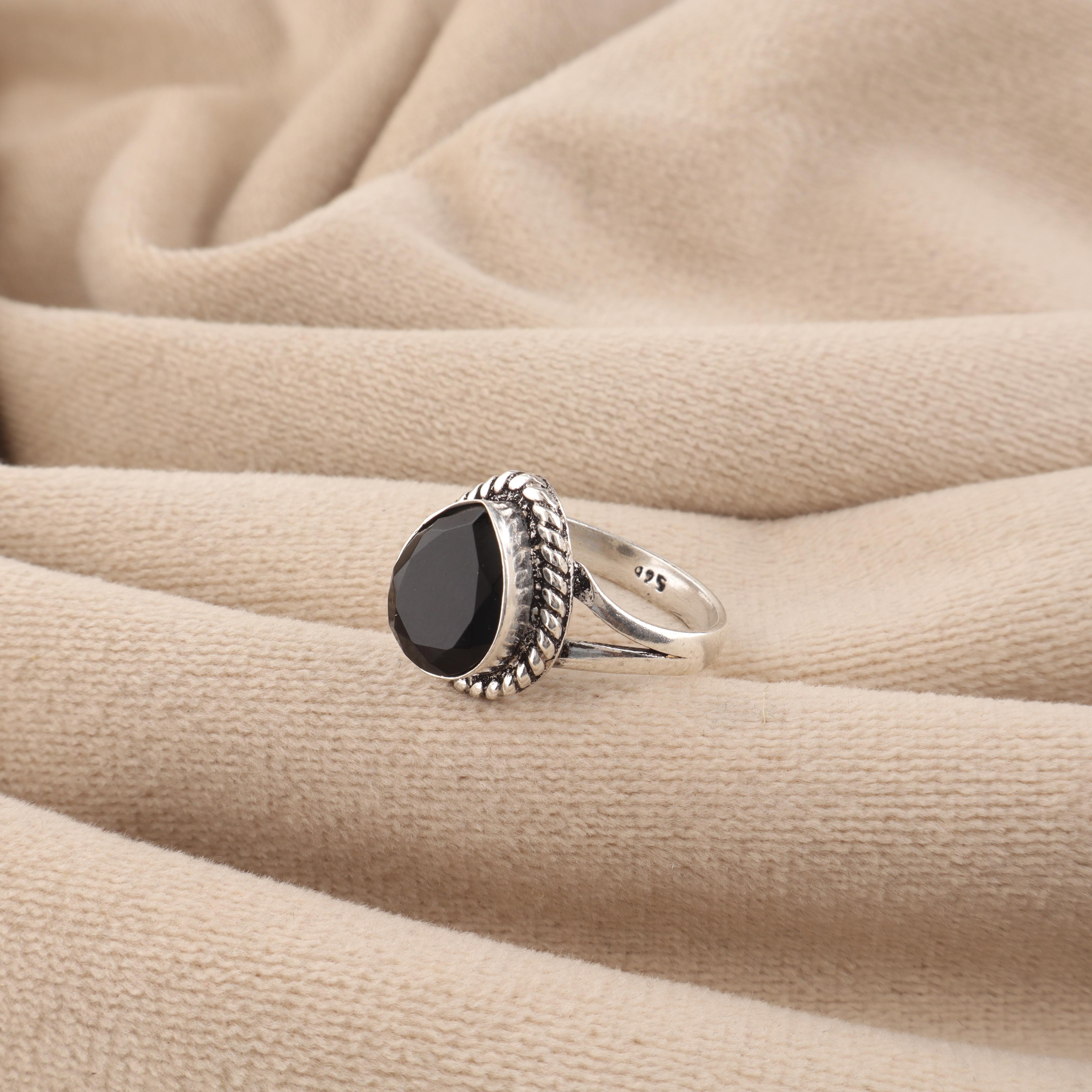 

Natural Black Onyx Gemstone 925 Sterling Silver Jewelry Handmade Women Ring Gift For Wife RR-85-21 13