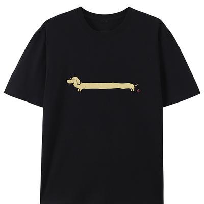 Long Dog Print Tshirt Stylish and Breathable Street Fashion for Men Simple Comfy Cotton Top Casual Crew Men Clothing Comfortable