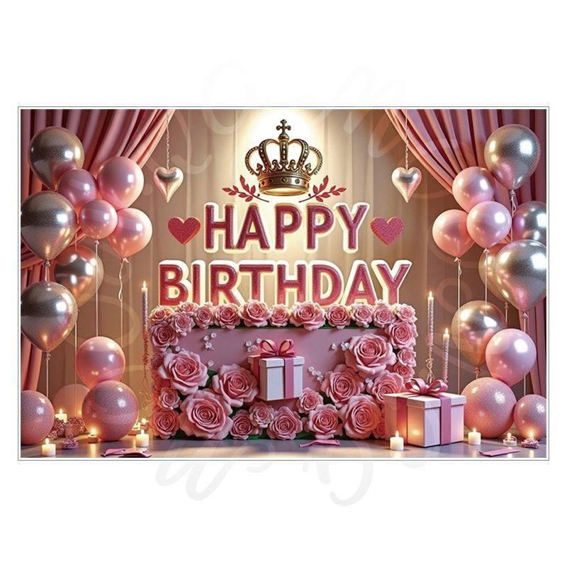 Pink Birthday Theme Party Decoration Backdrop Cloth - Party Decoration Scene Background Wall Hanging