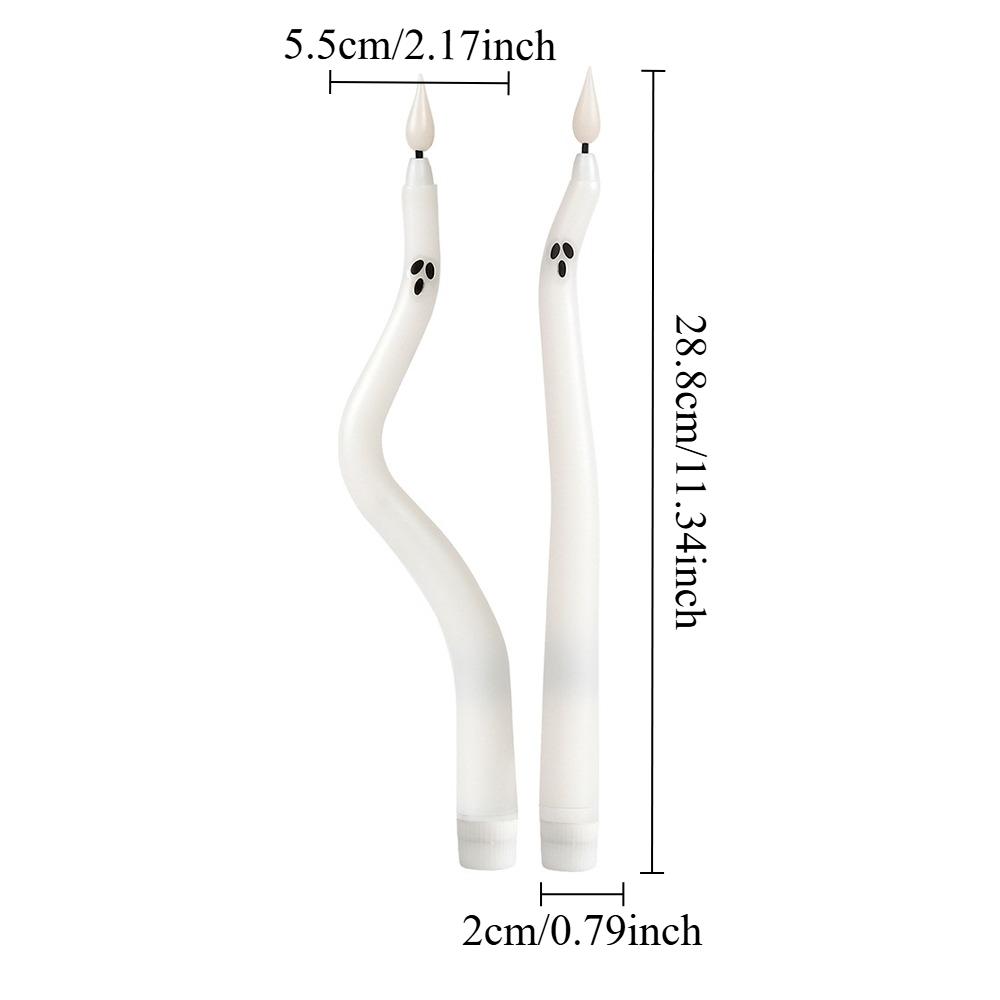 Halloween Twisted Ghost LED Taper Candles Flameless Spooky Ghost Face Electronic Candle For Halloween Party Gothic Table Decor
