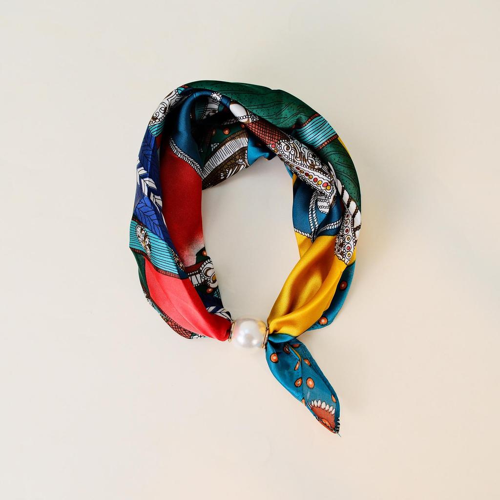 Elegante Sciarpa di Seta Magnetica con Fiori di Cashmere a Pois