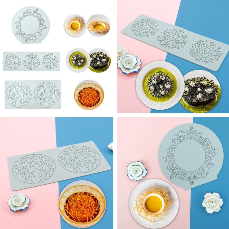 Silicone Mold Fondant Cake Lace Embossed Cake Mold Sugar Lace Mat Cake Decorating Tool Embossing Mat 3 Styles