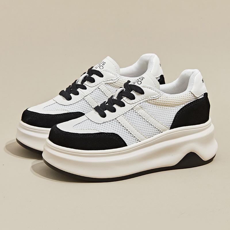 

Platform white shoes women s 2025 new spring and summer breathable mesh inner height increase dad shoes versatile sports and leisure shoes 39