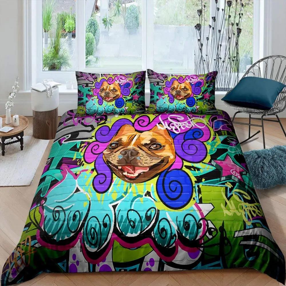 Hip Hop Decor Duvet Cover Colorful Bedspreads Cover Graffiti Pattern Street Culture Theme Decor Bedding Set for Adult Kids Teen