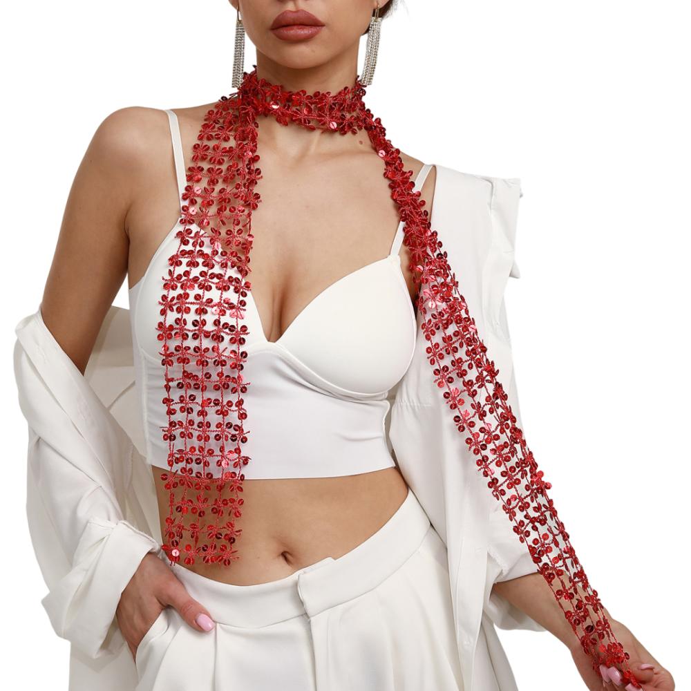 

Shiny Sequin Scarf Hollow Sparkling Hair Accessory Neck Wrap Belly Dancing Scarf Women