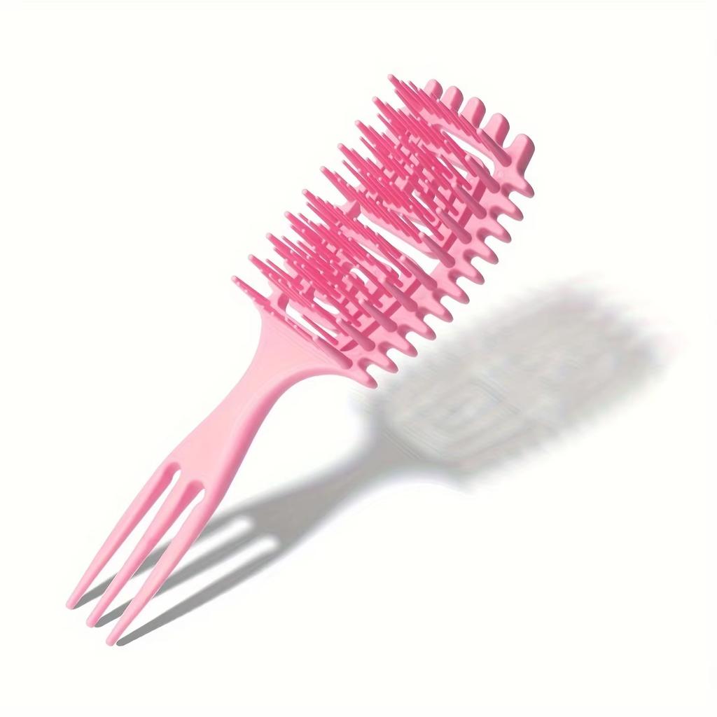 1pc 3-Prong Hollow Back Wet Curly Brush - Detangling Reduces Hair Pulling, Blow Drying Safe, Unisex Styling Tool ,hairbrush