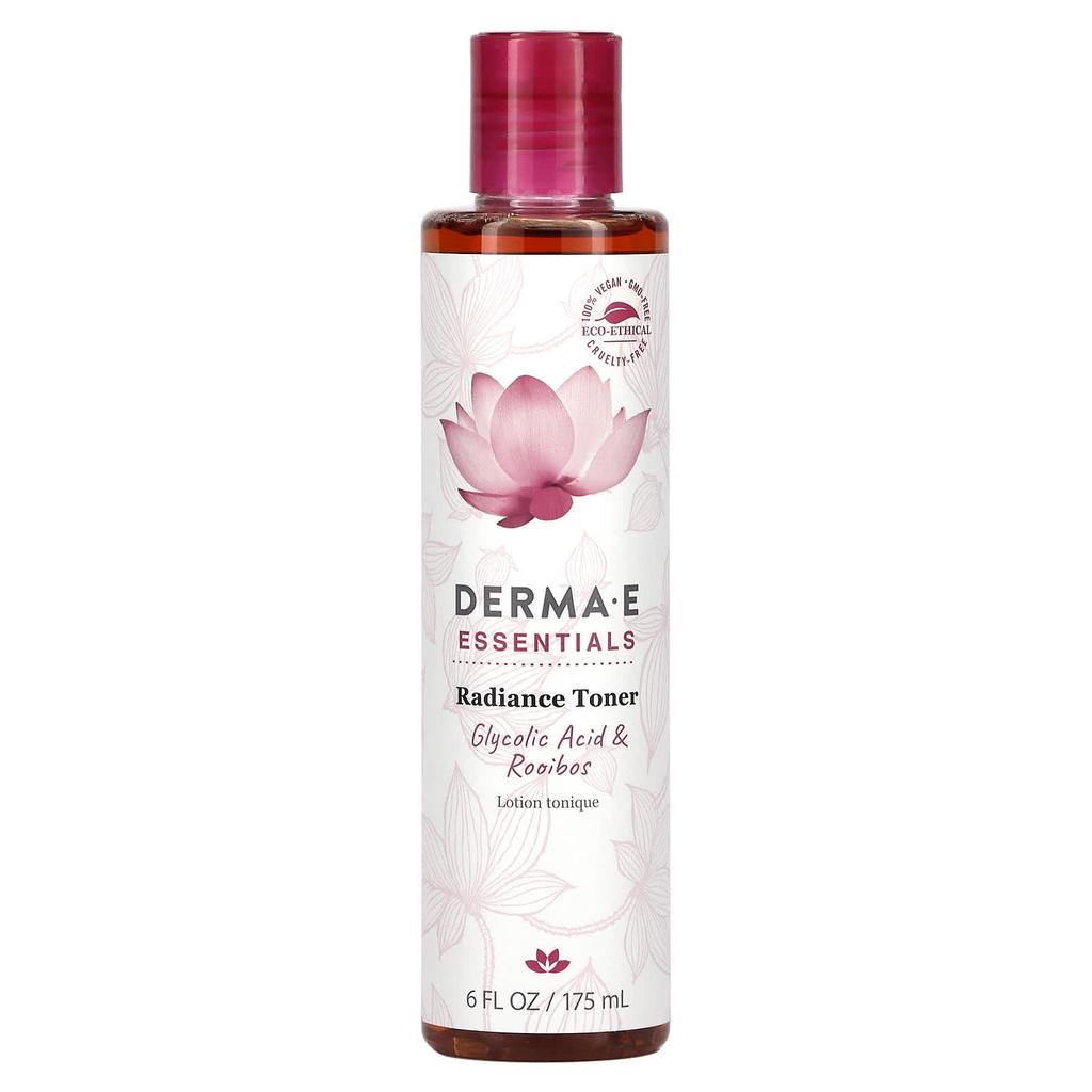 DERMA E, Essential, Strahlender Toner, Glykolsäure und Rooibos, 177 ml (175 ml)