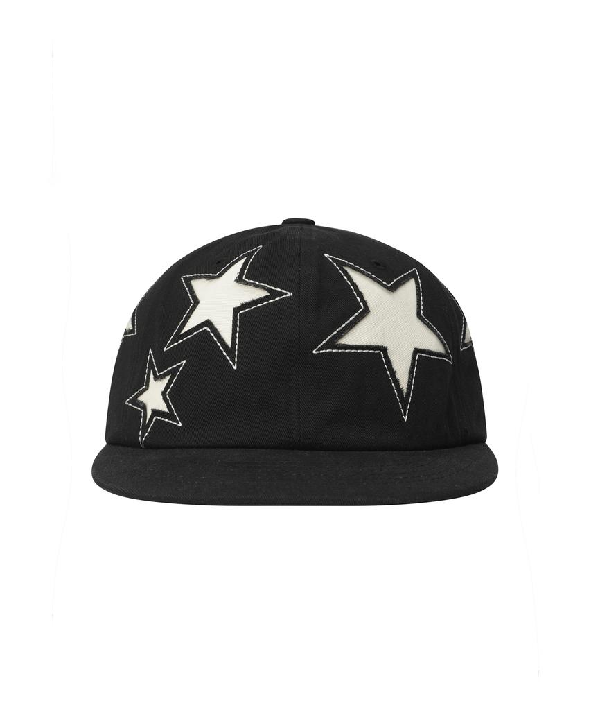 Lujeoseukeulleob Washed Star Applique Cap Black