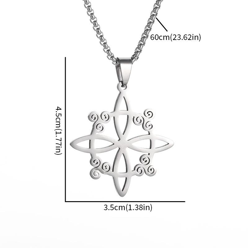 Retro Jewelry Triangle Knot Necklace Stainless Steel Crescent Trinity Necklace