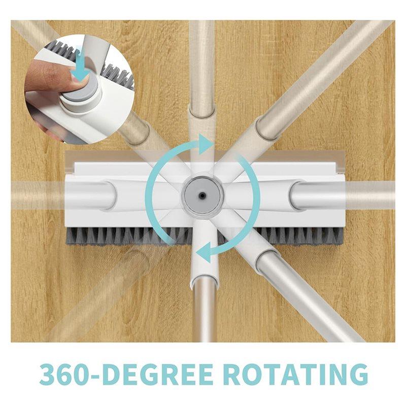 B97A-Heavy-Duty Stiff Bristle Scrubber Scrub Brush With Long Handle, 3 In 1 Scrape Function For Cleaning Floors& Showers