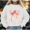 Kids Crewneck Long Sleeve Sweatshirt, Cute Bow Cartoon Print