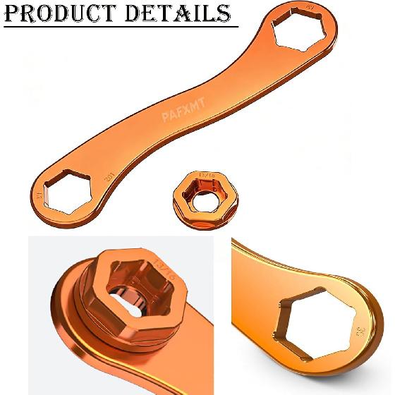 Orange Aluminum Axle Wrench Removal Tool,17X27X32mm Axle Wrench Spanner Compatible with KTM 150-500 XC/SX/XCF/SXF 2023-2024,Compatible with Husqvarna