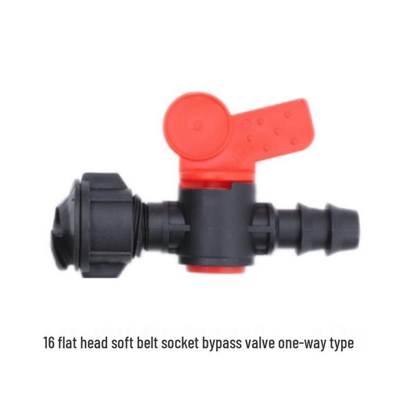 PE Pipe Valve Dripper, Greenhouse Drip Irrigation Connector with Switch Lock Nut and Bypass Male Thread Valve