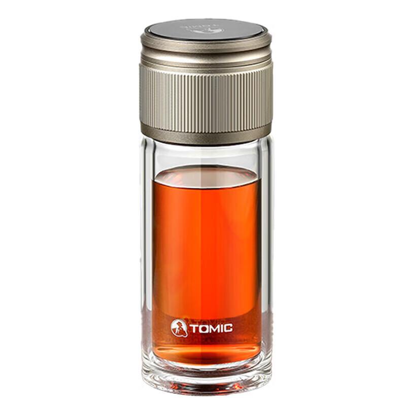TOMIC Double-Layer Insulated Borosilicate Glass Tea & Water Separation Mug