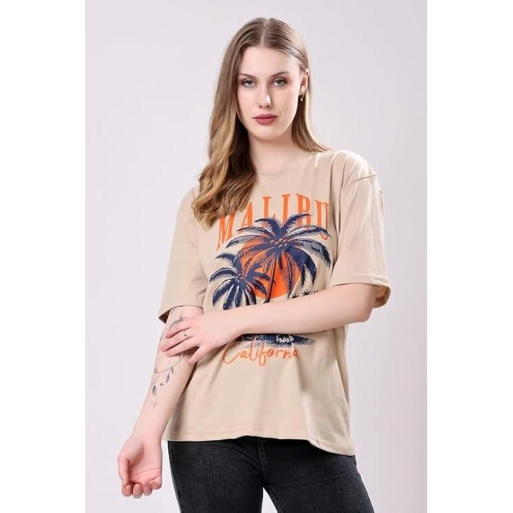 Women’s Loose Fit Graphic Printed Breathable Summer Oversized T-shirt Combo of 2