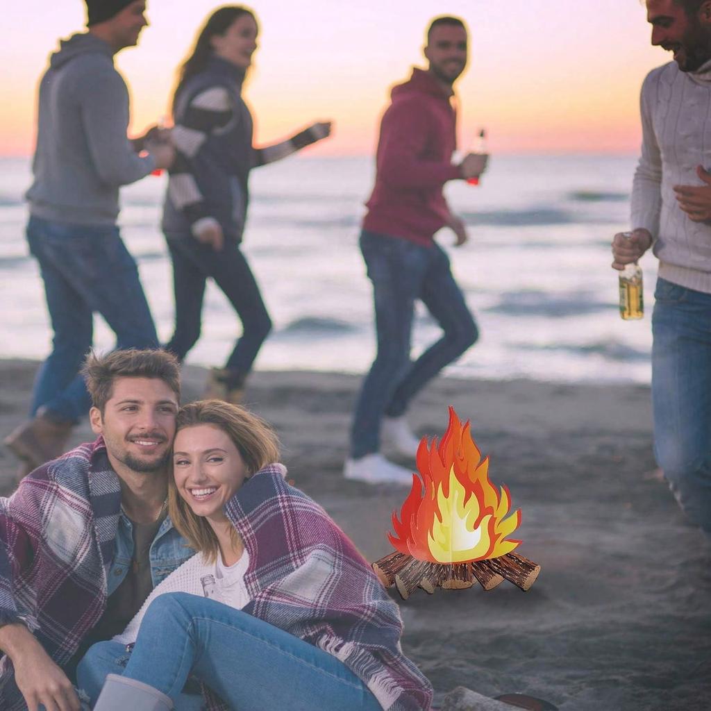 6 Set Fake Fire Fake Fireplace Campfire Flame 12 Inch 3D Cardboard Campfire Centerpiece Artificial Cardboard Fireplace Decoration