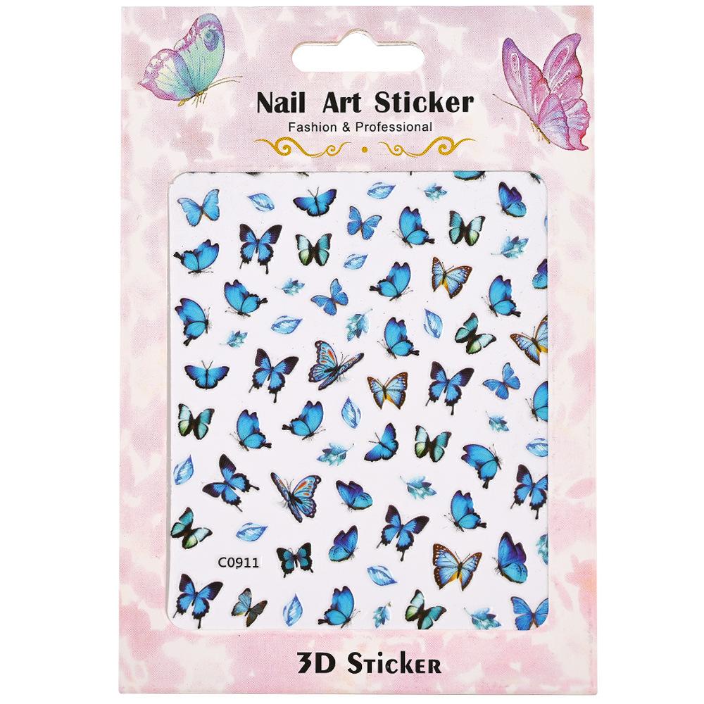 Factory Direct Sales 3D Three-Dimensional Simulation Butterfly Nail Sticker Adhesive Self-Adhesive Sweet Color Butterfly Girl Nail Sticker