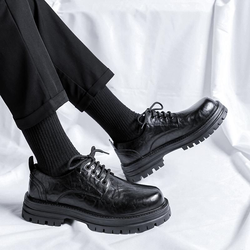 Fashion Green Leather Classic Men's Casual Shoes High Quality Red Men's Thick Sole Leather Shoes Brogue Retrol Business Shoes for Men