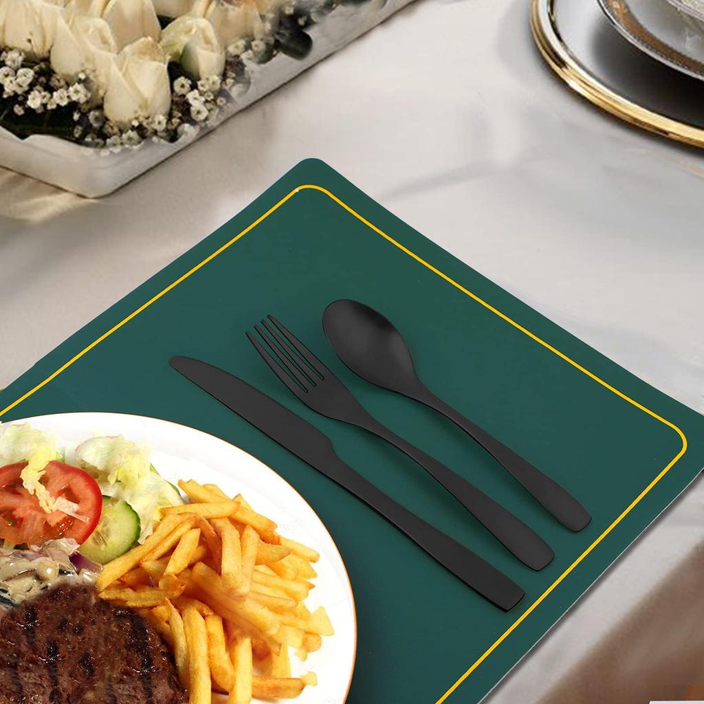 Matte black cutlery set, 20 pieces, spoon and fork, kitchen cutlery set for apartment, stainless steel, dishwasher safe