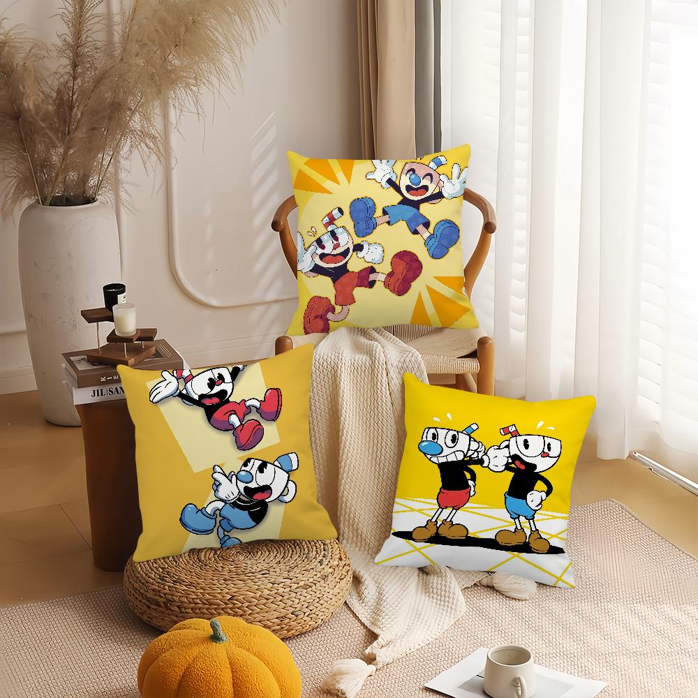 Funny Game C-Cuphead Pillow Case Applicable Space For Guest Rooms Interiors Cars Office House Decoration