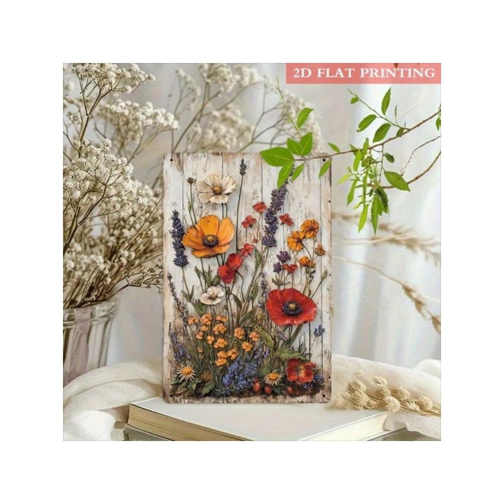 Metal Flower Poster Wall Art 2D Garden Decor