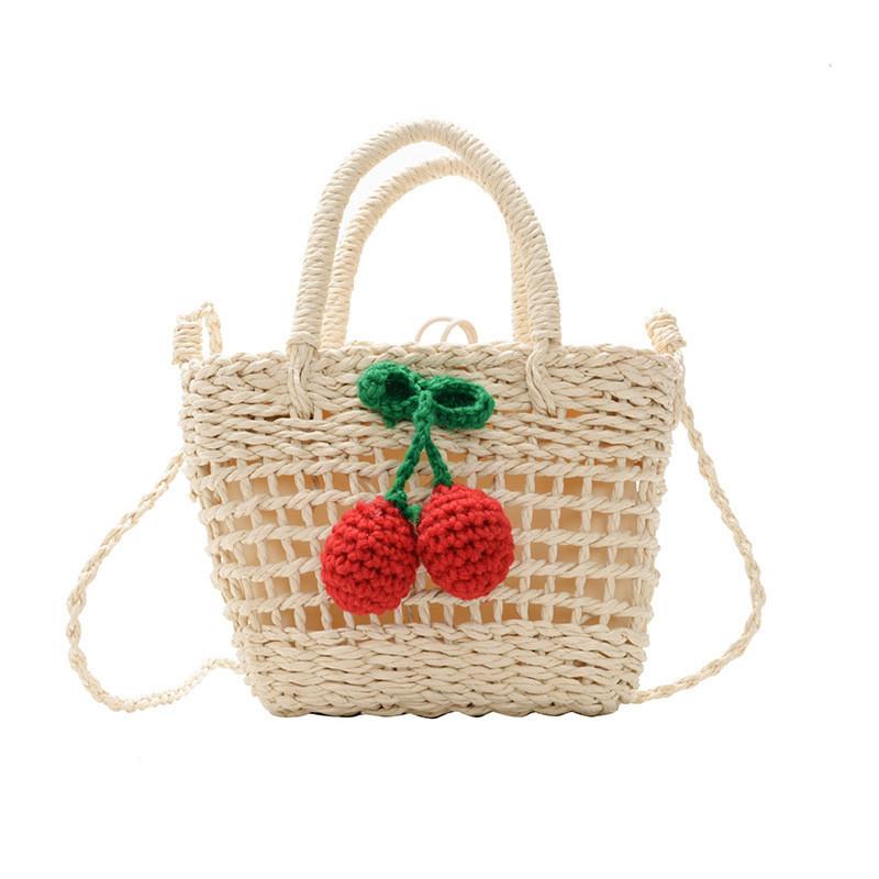 

Stylish Kids Woven Straw Bag Perfect For Summer Beach Outings Features Waterproof Design And Comfortable Single Shoulder Strap слонова кістка