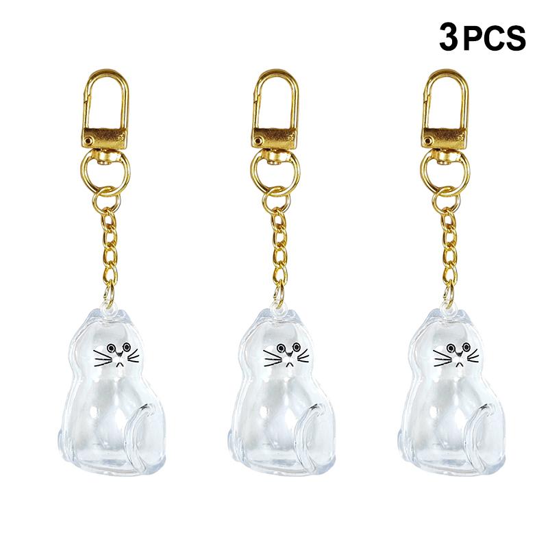 

3/6Pcs Cute Cat Hair Storage Box Keychain Transparent Pets Hair Capsule Diy Keyring Pendant For Pet Lover Souvenir Collection A5
