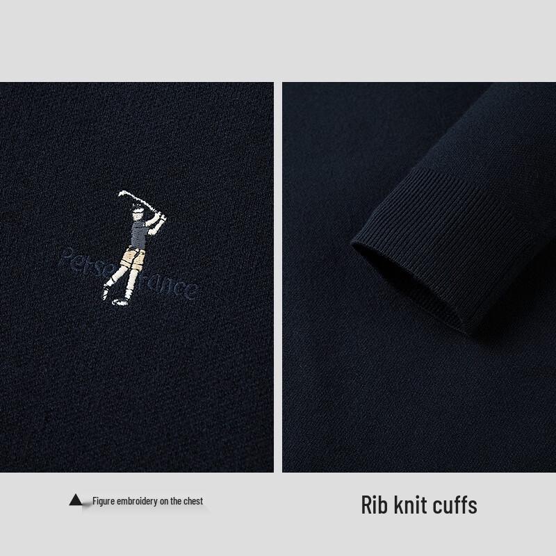 HLA Men's Double Collar Embroidered Fake Two-Piece Knit Sweater