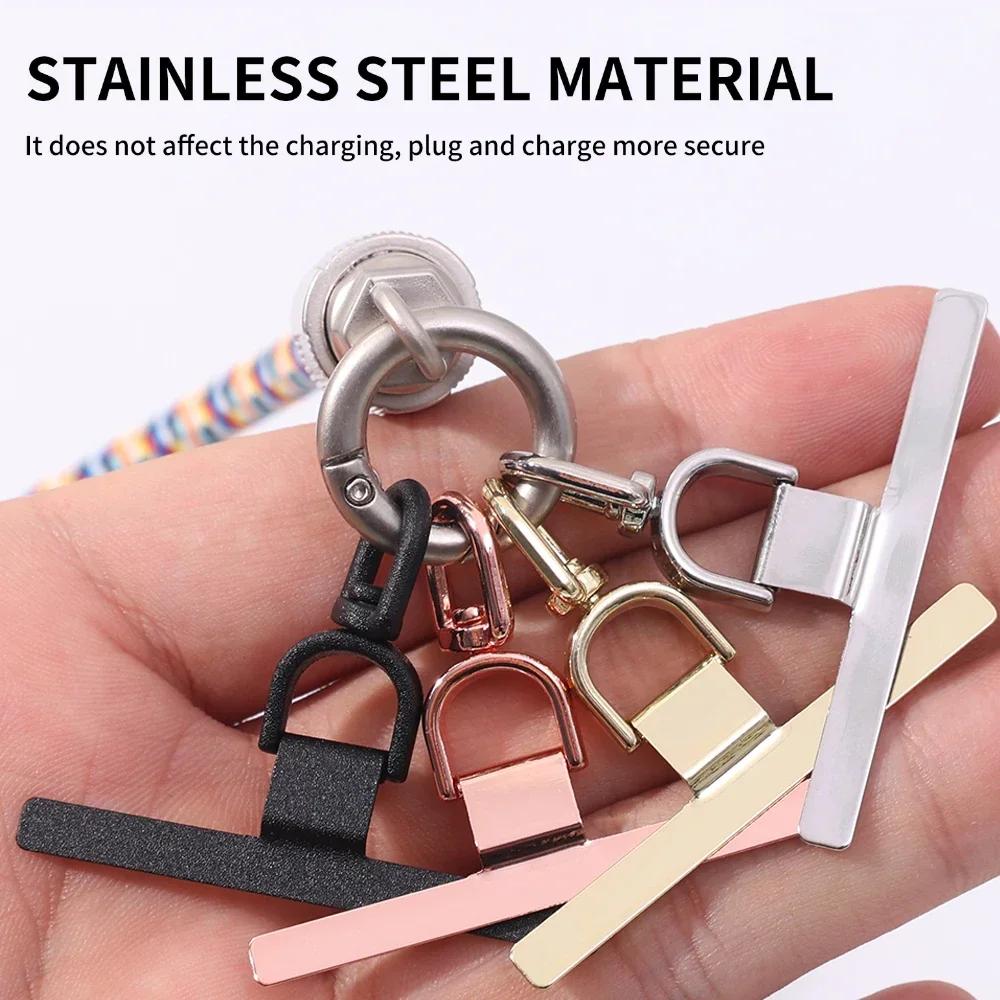 1/2/3/4Pcs Stainless Steel Phone Tether Tab Replacement Part for Cell Phone Safety Lanyard Patch 360 Degree Rotatable Gasket