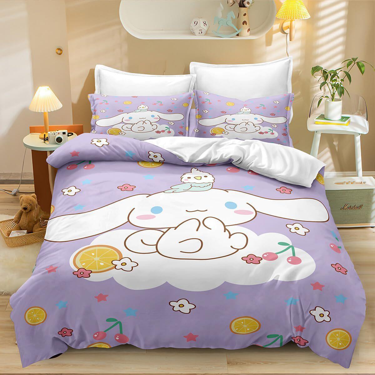 

Милі постільні комплекти Cinnamoroll Ковдра Квілт Покривало на ліжко Підковдра Наволочка Набори з 2-3 предметів Дитячий Дорослий розмір Домашній декор EU Double 200x200cm