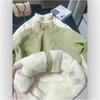 Womens Fleece Lined Stand Collar Sweatshirt Loose Fit Winter Warm Inner Layer School Uniform