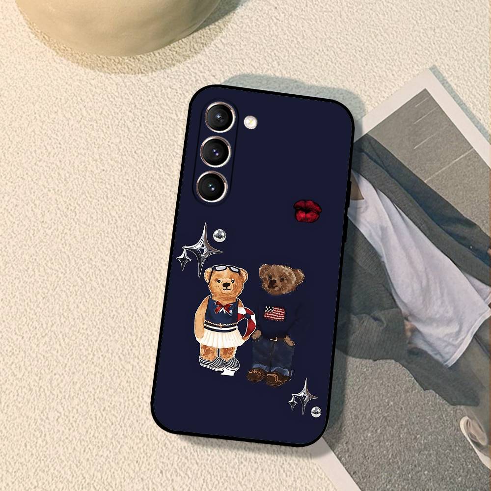 D-CartoonS Bear R-PoloS Phone Case Black Ultra-thin Shockproof Case For Samsung S24/S25/S22/S30/Note20/Lite/Ultra/5G/Plus/FE