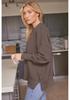 2025 Women's Round Neck Batwing Long Sleeve Knit Sweater with Exposed Seam and Side Slit