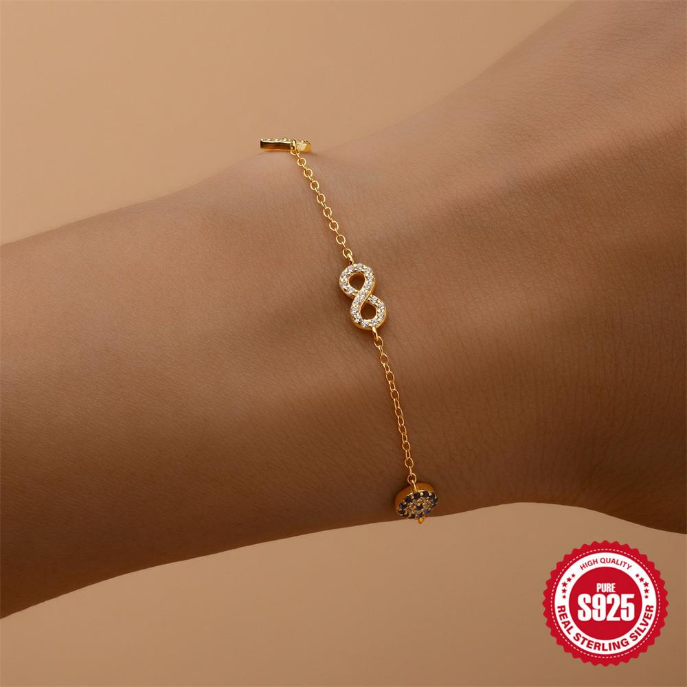 S925 Sterling Silver Daily Pedo Element Love/Infinite Loop Demon'S Eye Versatile Bracelet Bracelet
