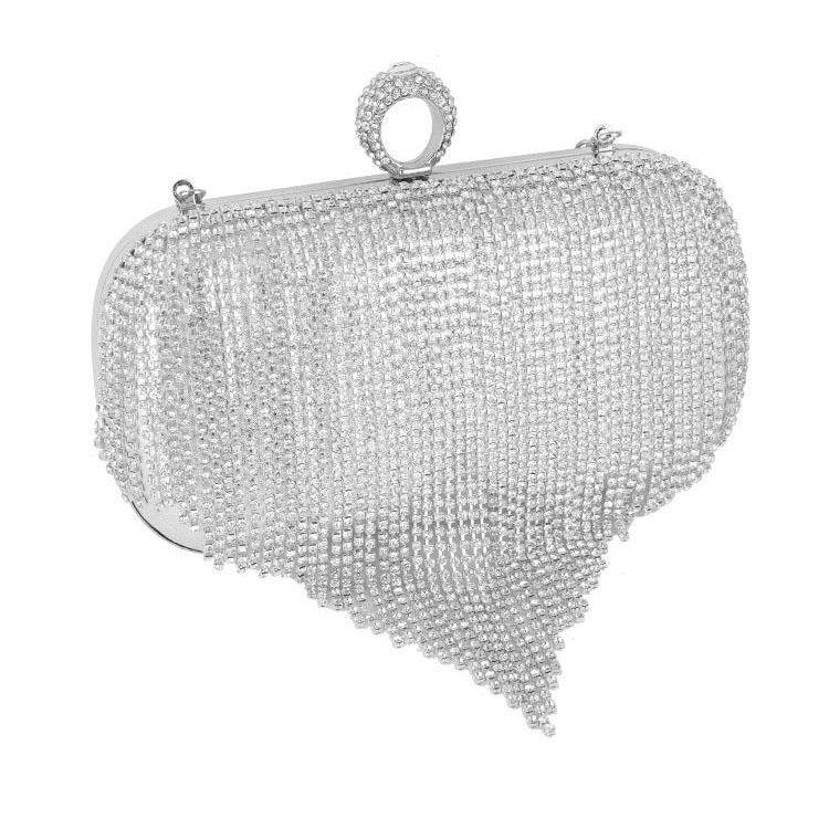 Dinner Bag European and American Ladies' Handbag Set with Diamonds Banquet Versatile Clutch Dress Fringe Square Evening Bag