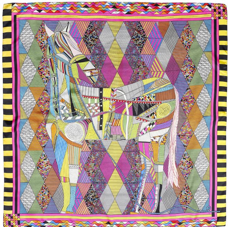 NEW 90*90cm Luxury Brand Women Silk Scarves Plaid Horse Square Scarves Spring Summer Shawls For Ladies
