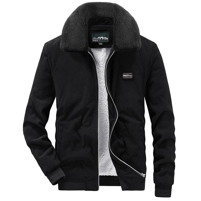 Men's Autumn and Winter Corduroy Jacket Business Middle-aged and Young Leisure Loose Velvet Thickened Padded Jacket
