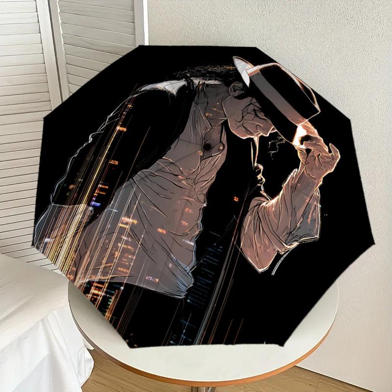1pc Michael Jackson Automatic Folding Umbrella, Portable Collapsible Design, Casual Outdoor Accessory L1202007