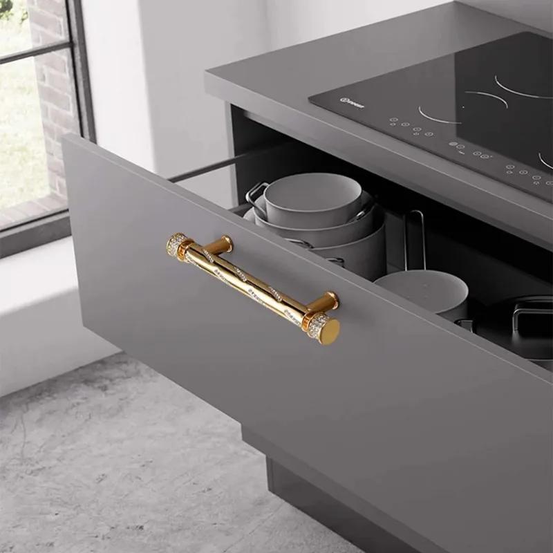 Goldene Leichte Luxus Schrank Schubladengriffe Moderner Minimalistischer Nordischer Stil Diamant Weinschrank Türgriffe Küchenschubladengriffe