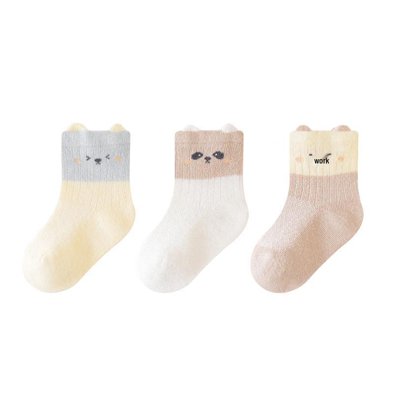 Spring Baby Mesh Cotton Socks - Seamless Small Ear Design for Boys and Girls