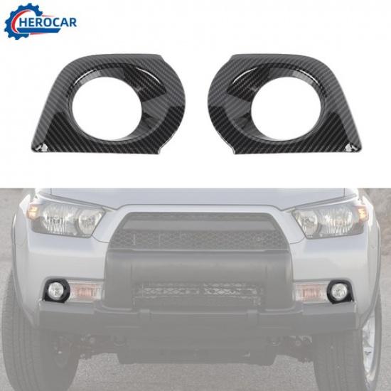 Front Fog Light Lamp Frame Trim Decor Bezel Cover for 4Runner 10-13 Carbon Fiber