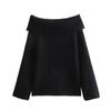 Women Fashion Solid Off Shoulder Sweater Long Sleeve Knitted Pullover Sweater Autumn and Winter Female Casual Knitwear Chic Top
