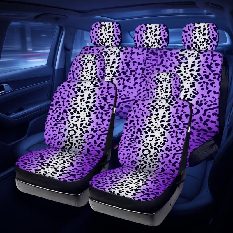 Coprisedili Auto alla Moda con Fantasia Leopardo Poliestere Traspirante Facili da Installare e Pulire Proteggi Sedile